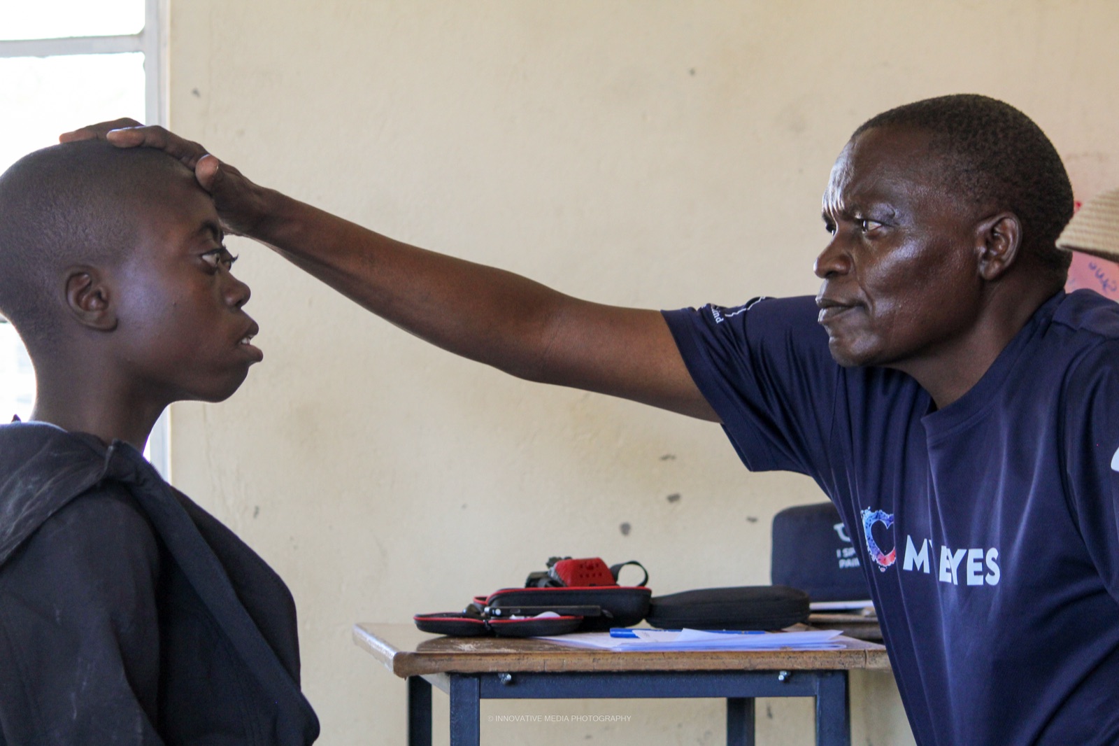 Our team examining Tendai's eye